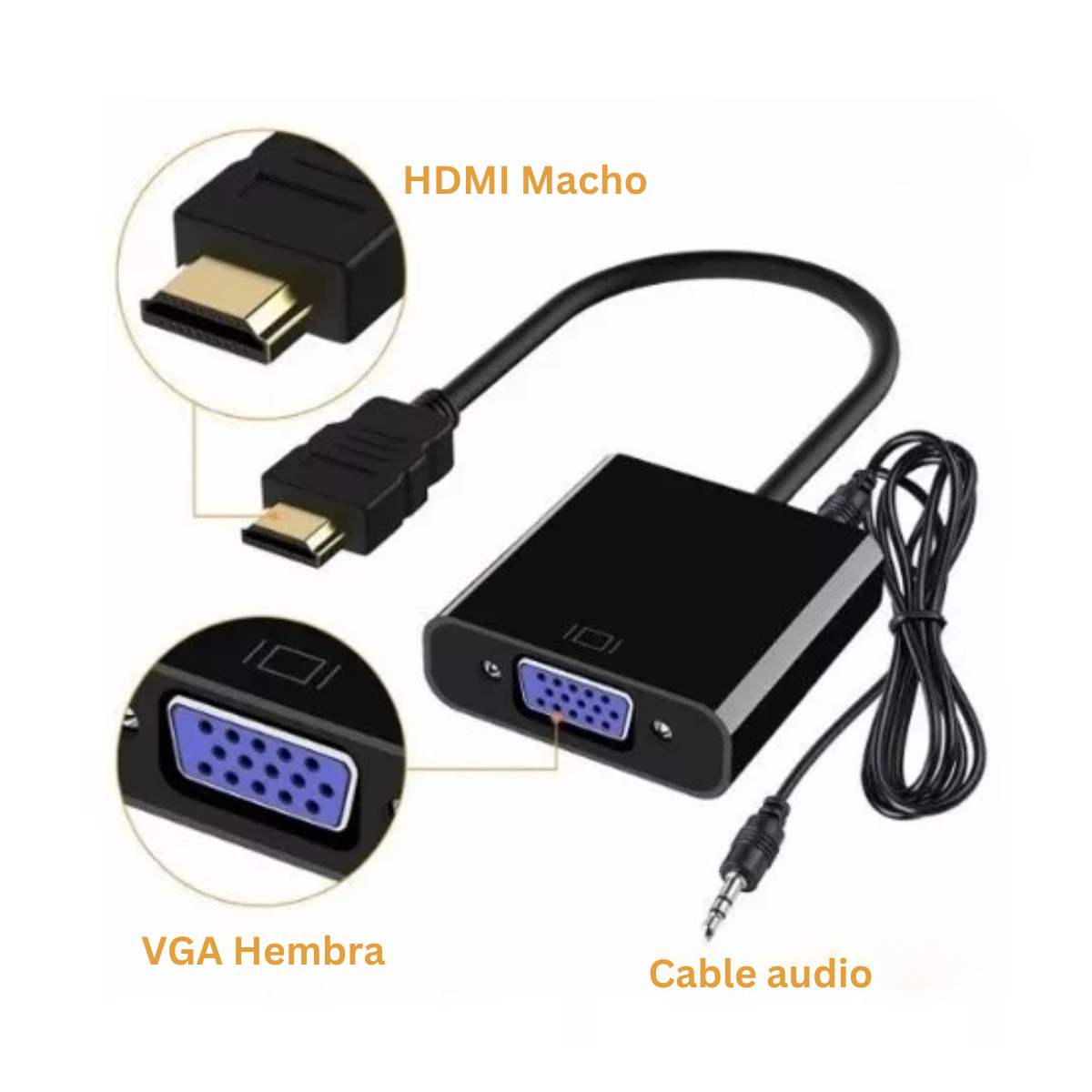 Convertidor Hdmi a Vga con cable audio