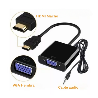 Convertidor Hdmi a Vga con cable audio